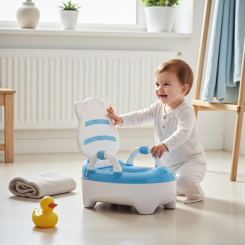 Chaps Potty Training Toilet Seat Lightweight, Portable Cow Potty Seat Potty Seat(Blue)
