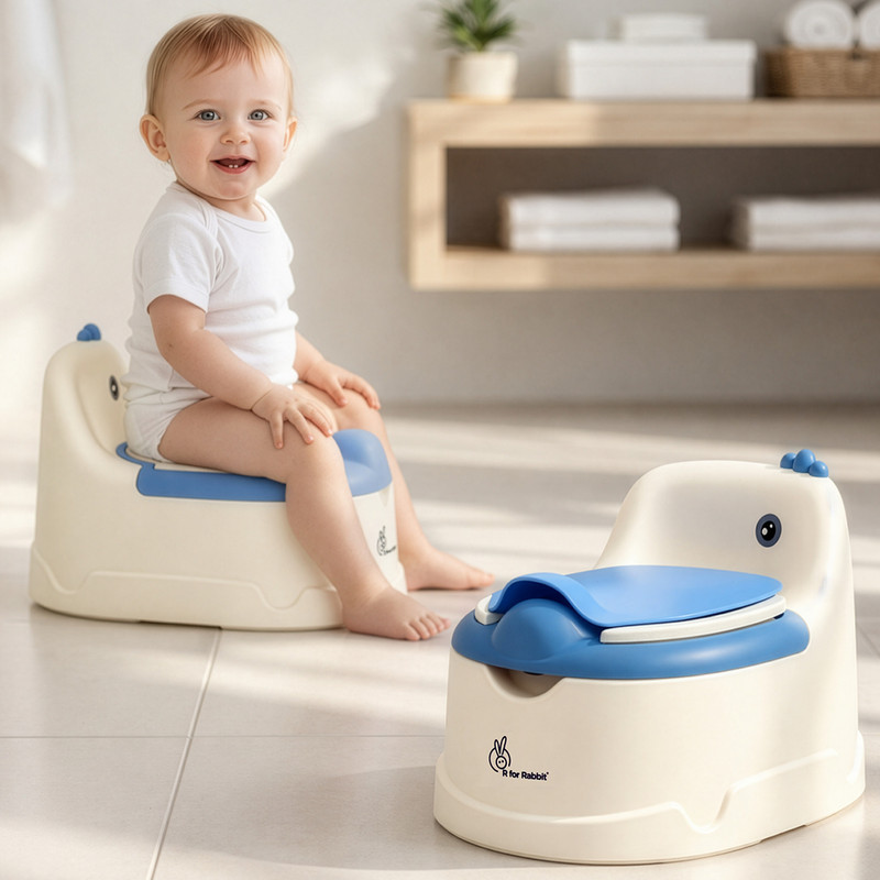 R for Rabbit Tiny Tots Dino, Adaptable Training for Newborn/Infant/Kids Potty Box(White, Blue)
