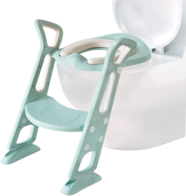 JUNIOR JOE Portable Folding Baby Potty Training Seat Chair Non-Slip Wide Step and Soft Cushion for Kids Potty Seat(Light Green)