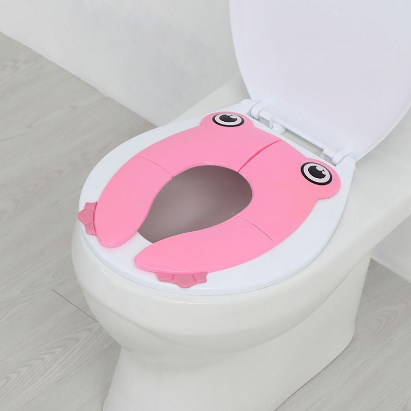 Earendelkids Foldable Frog Potty Seat – Non-Slip, Portable Baby Trainer Potty Seat(Pink)