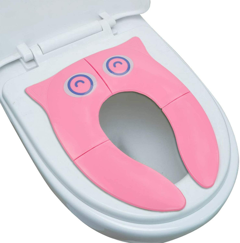 Kepzell Baby Toilet Seat Foldable Western Kids Potty Trainer Cover for Boys Girl (pink) Potty Seat(Pink)