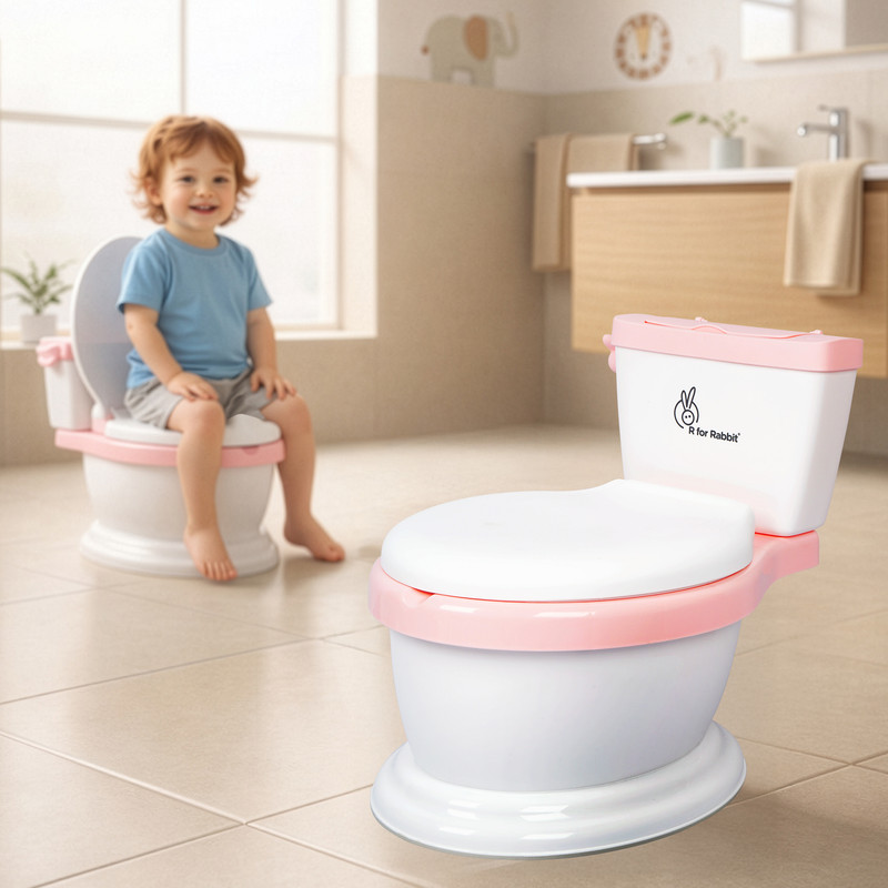 R for Rabbit Little Grownup Pixie Potty Seat – Adaptable Training Seat for Baby/Infant/Kids Potty Seat(White Pink)