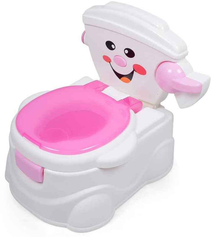 OUI MAMA Potty pot Portable Potty Lid, Grip Handles - Ideal for Baby Boys and Girl Potty Seat(Pink, White)