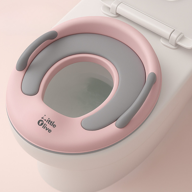 Little Olive Baby Potty Seat with Backrest & Splash Guard | Toilet Trainer for Kids 2/2 Potty Seat(Pink, White)
