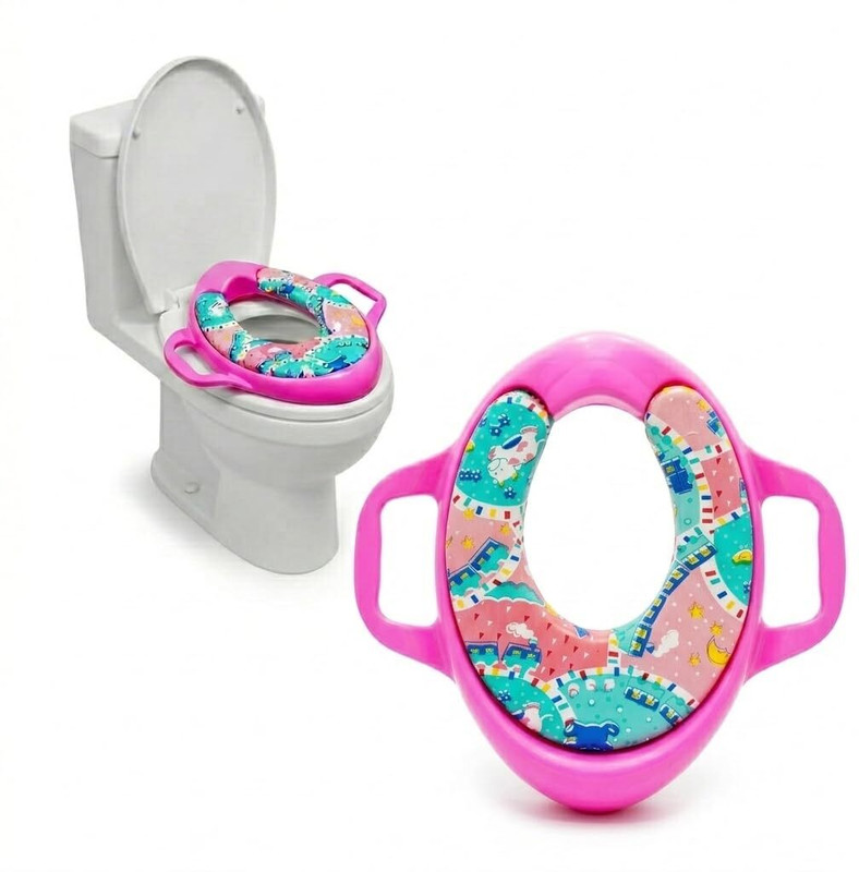 KIBIKART Baby Potty Training Seat with Handle | Anti-Slip | Comfortable Toilet Trainer Potty Seat(Pink)