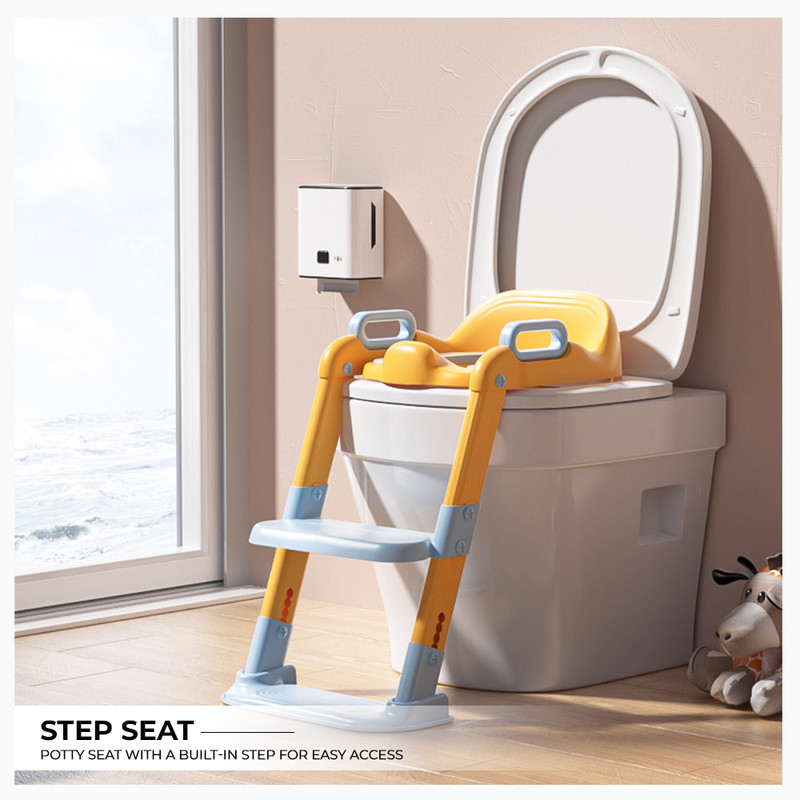 GRAVITY WATERLUXURY Potty Training Step Seat, Portable Stepping Stool Potty Box(Yellow)