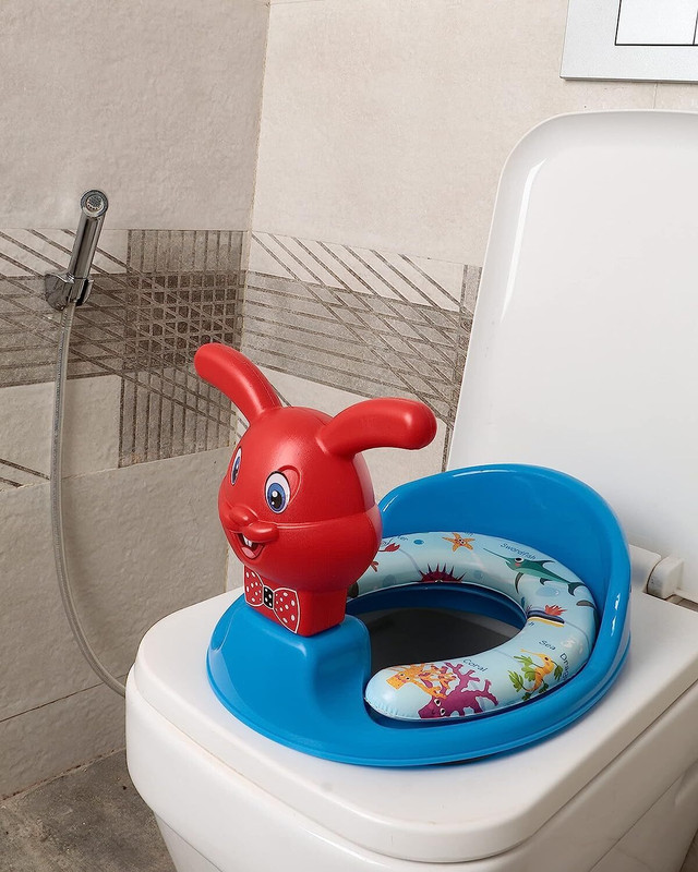 Jynxe Kids Toilet Trainer Baby Potty Seat With Rabbit Handle And Back Support Potty Seat(Blue)