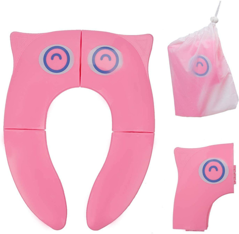 Kienlix Toilet Potty Training Seat Cover, Travel Toilet Seat, Folding Non Slip Silicone Potty Seat(Pink)