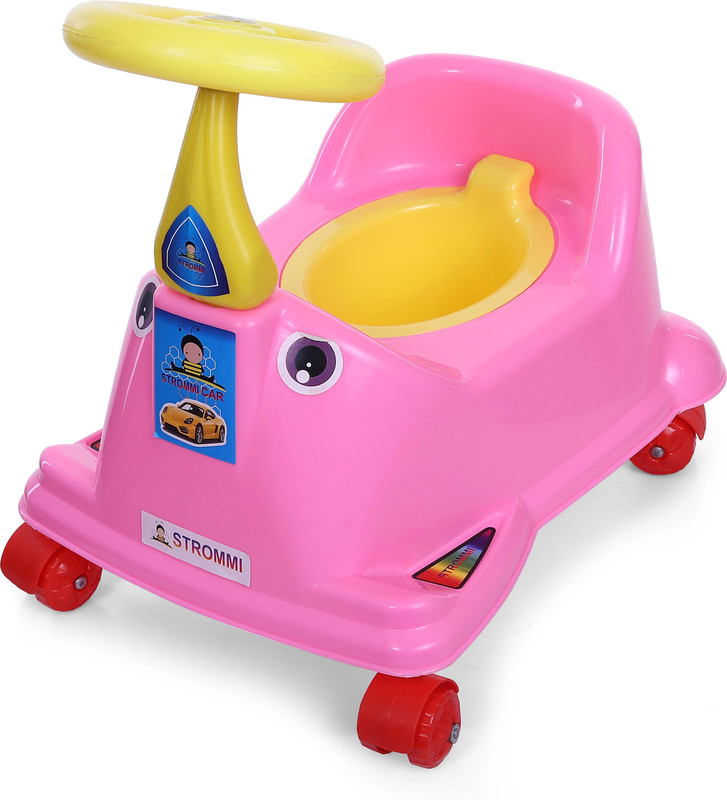 Babybae Premium Car Style Potty Seat for Toddler Boys and Girls - Featuring Wheels Potty Seat(Pink)