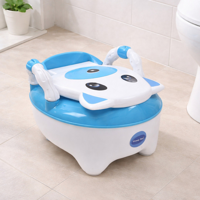 YW Toys Baby Training Toilet Seat with Handle” Potty Seat(Blue, White)