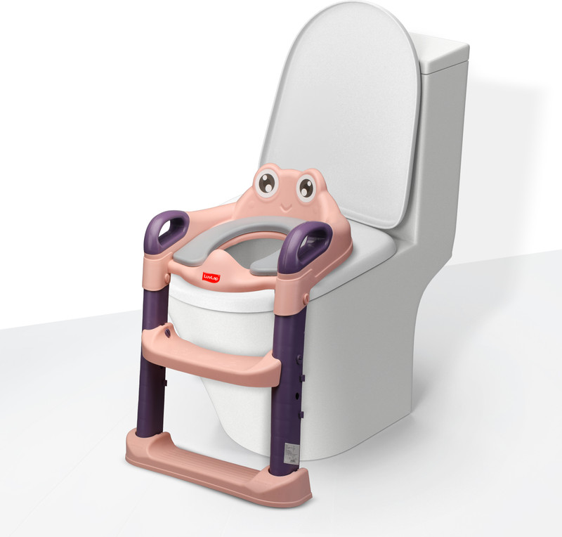 LuvLap Trainer Ladder Seat, Kids Toilet Seat Baby Potty Chair with Adjustable Ladder Potty Seat(Pink)