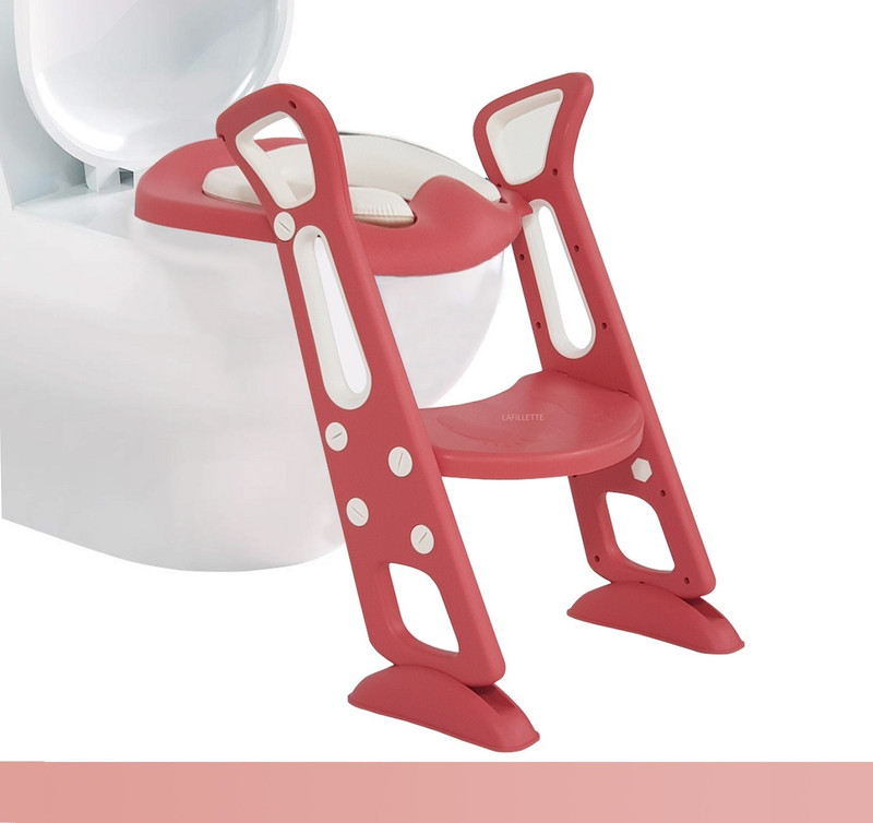 LAFILLETTE Folding Baby Pot Portable Adjustable Foladable Toilet Training Seat with Sturdy Non-Slip Wide Step and Soft Cushion for Kids Potty Seat(Red)