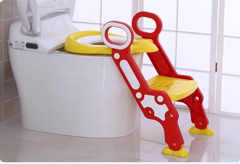 LAFILLETTE Kids Potty Training Seat with Step Ladder and Soft Toilet Seat, Sturdy Comfortable Built in Non-Slip Steps Soft Pad Potty Seat(Red, Yellow)