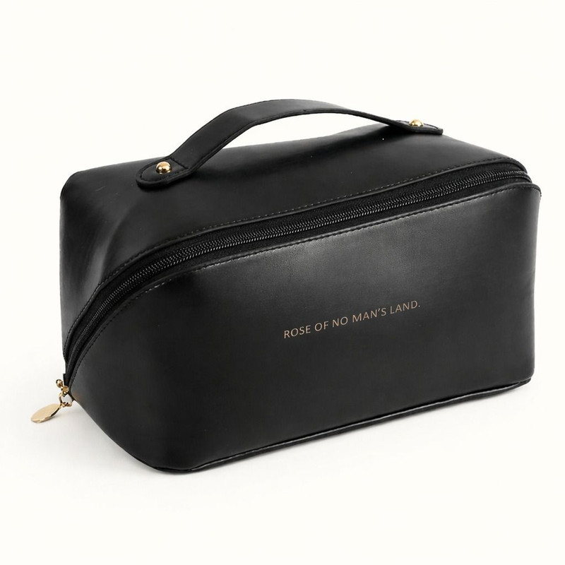 ANSHAURA Brown PU Leather Cosmetic Pouch For Makeup And Toiletry Storage Cosmetic Bag
