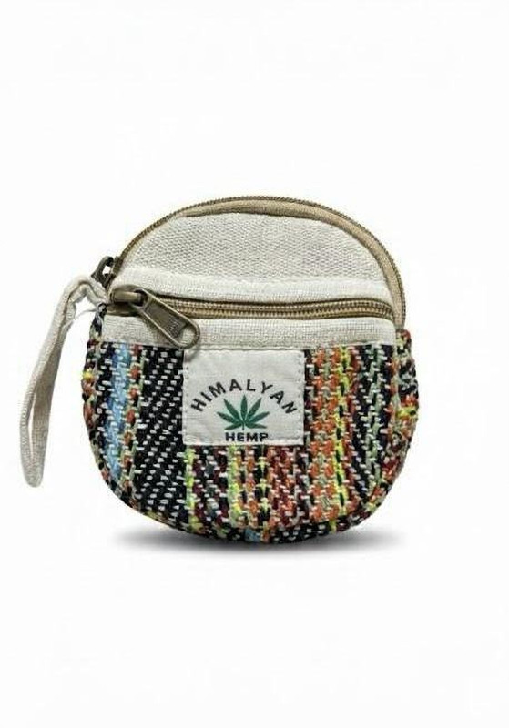 P L Trades Himalayan Hemp Coin Purse Round Zipped Pouch for Women & Men Coin Purse
