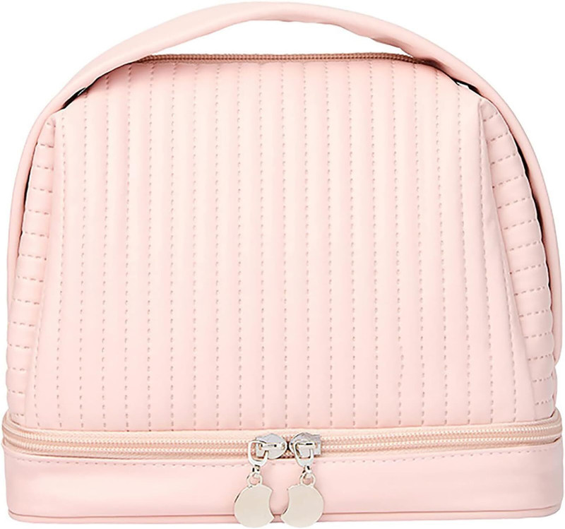 HOUSE OF QUIRK Cosmetic Bag Double Layer, Travel Makeup Bag Pu Toiletry Bag-22.5*13.*16 Cm Cosmetic Bag