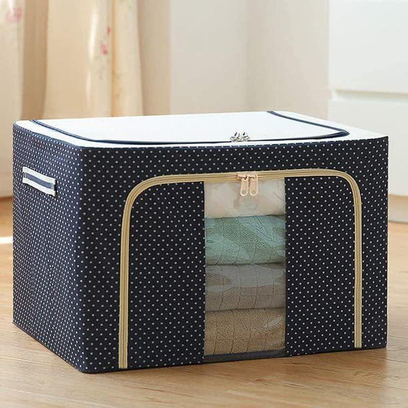AMIGOS STORE 66 LTR Foldable Steel Frame Cloths Zip Organizer Bag Cosmetic Bag