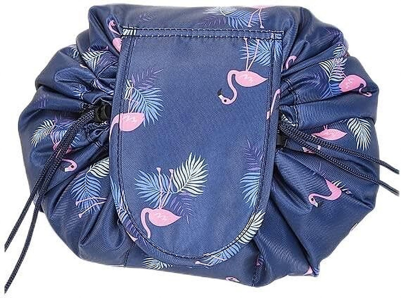 Estervig Lazy Drawstring Cosmetic Bag, Travel Makeup Organizer Large Toiletry Pouch Cosmetic Bag