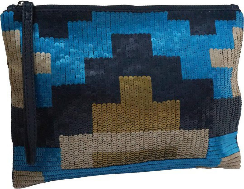 A2Z OfficeMart Women's Sequin Multicolour Zipped Wristlet Wristlet