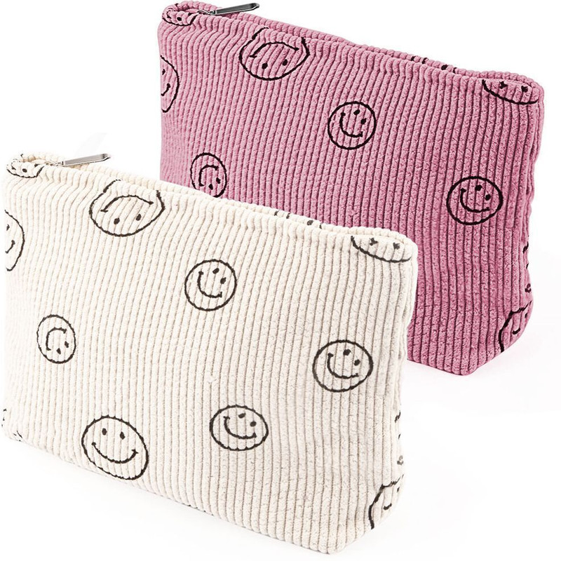 Venzina 2-Piece Makeup Pouch, Pouches for Women, Utility Zipper Pouch Fashion Smile Pouch(Pack of 2)