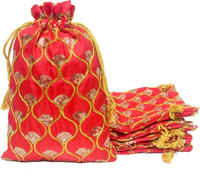 Dulhan Enterprises DLC Stretchable Velvet Potli Bags for return gifts, Women Handbag pouch Potli(Pack of 2)