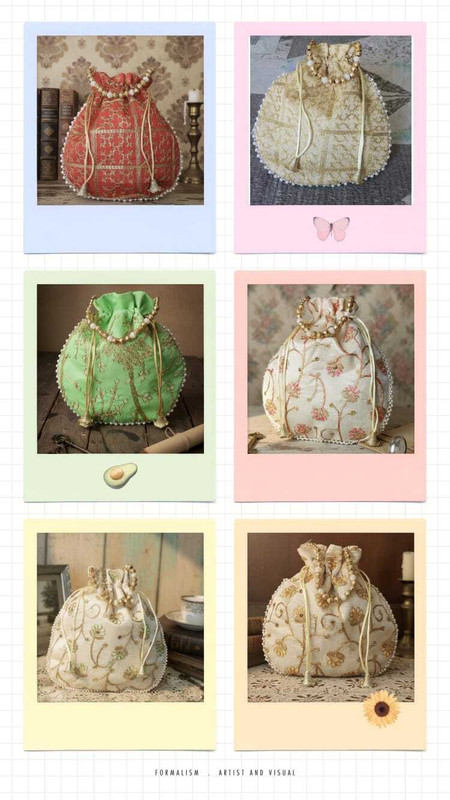style and shine Designer Embroidered Potli Bag for Women Potli