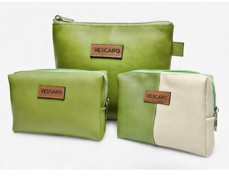 VESCARO Olive-Green Cosmetic Bag Cosmetic Bag(Pack of 3)