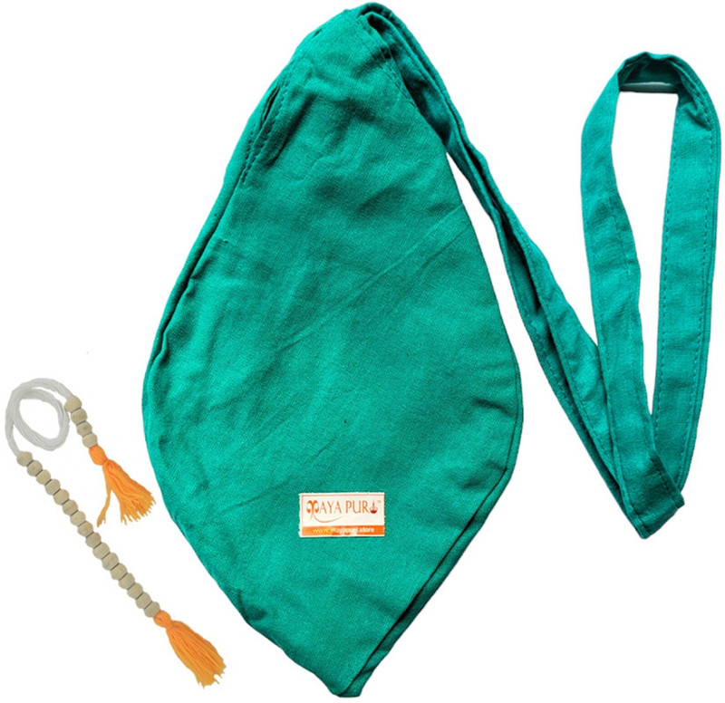 Mayapuri Cotton Japa Mala Bag/Chanting/Bead Bag with Sakshi Mala Counter (Green) Potli