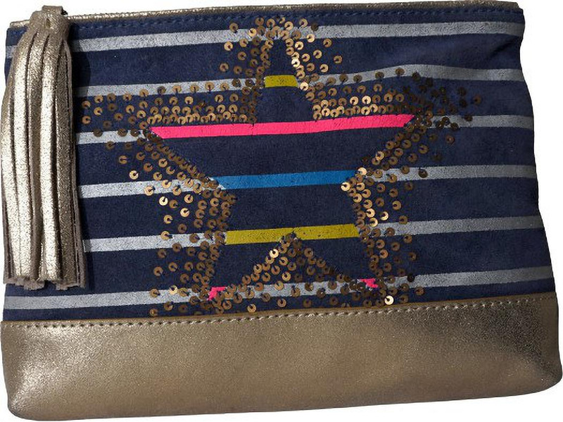 A2Z OfficeMart Blue and golden galaxy printed zip bag Wristlet