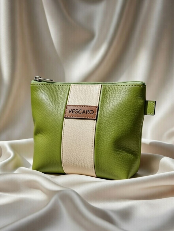 VESCARO Olive Beige Designer Cosmetic Bag