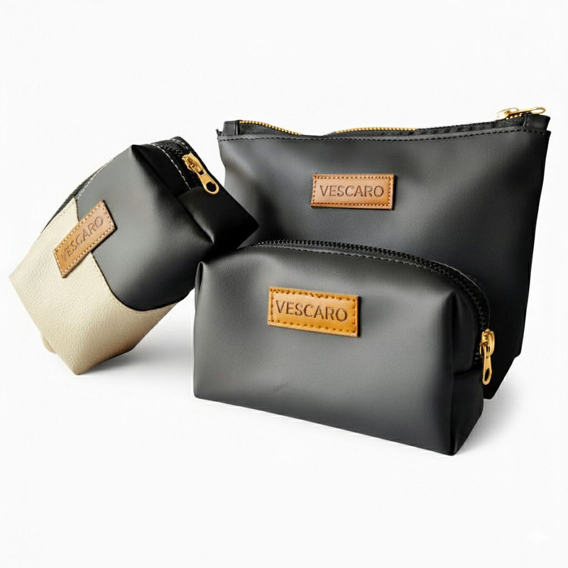 VESCARO Dual Color Beige Cosmetic Bag(Pack of 3)