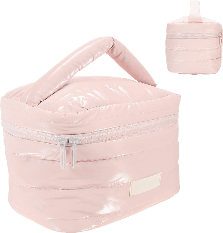 RarePicks Waterproof PU Leather Makeup Pouch Bag Open Flat Travel Toiletry Kit Cosmetic Bag