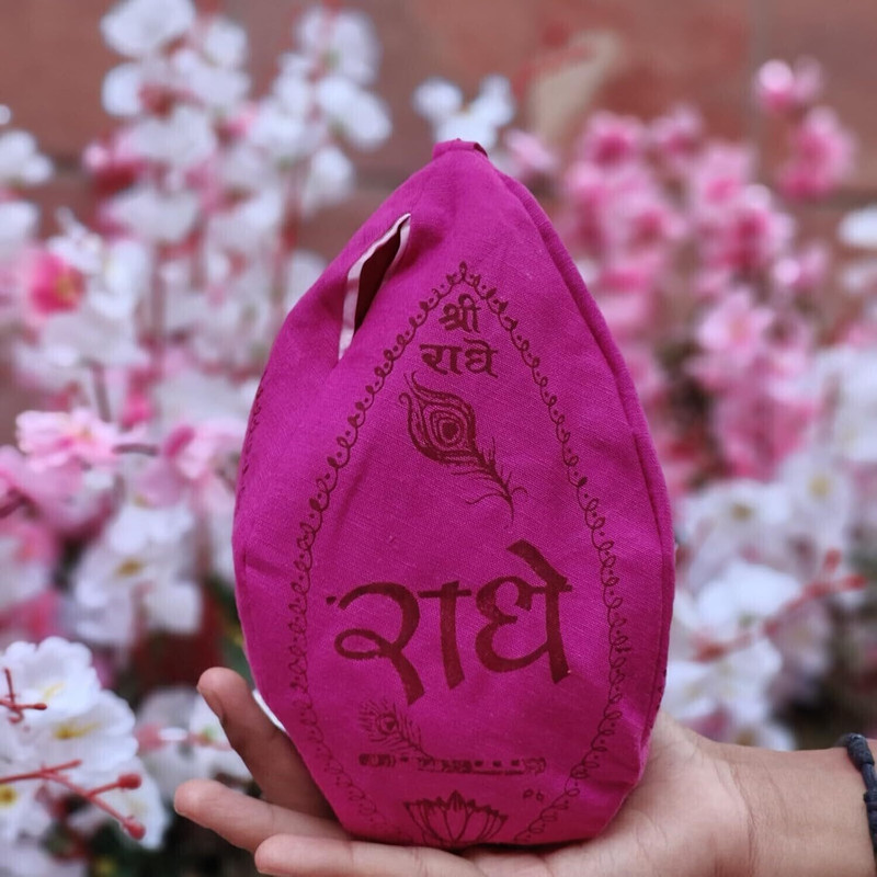 Vrindavanstore.in Shri Radha Gomukhi Jaap Bag – Sacred Cotton Bead Bag/Jaap Bag/Japa Bag Potli