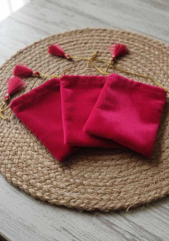 VATVRIKSHA VELVET POTLI PACK OF 6 PINK Potli