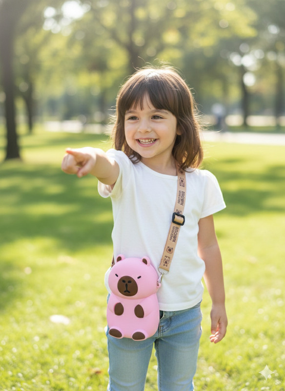 Hazee and Harry Cute Bear Pop-It Sling Bag for Kids, Silicone Fidget Toy Crossbody Purse Coin Purse