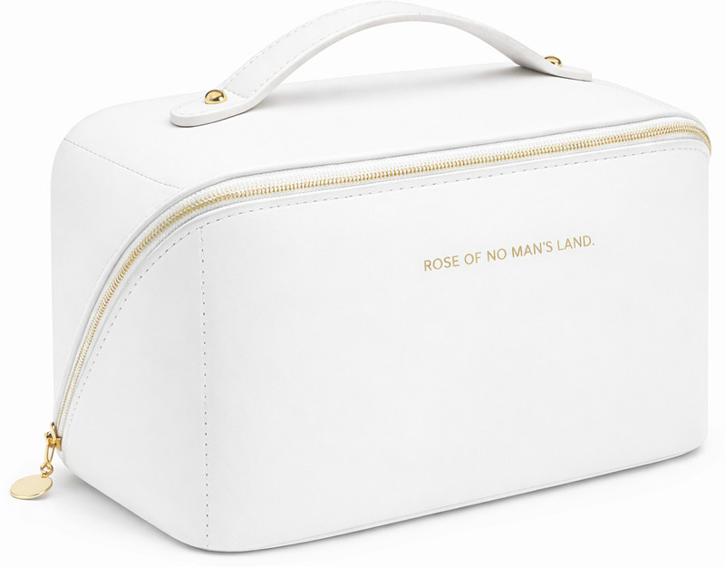 RVKE Portable Makeup Bag | PU Leather Cosmetic Organizer Pouch with Handle & Zipper Cosmetic Bag