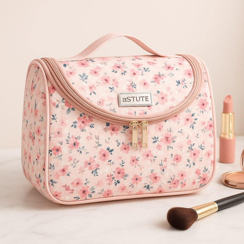 Astute Flower Ukit Pink Cosmetic Bag