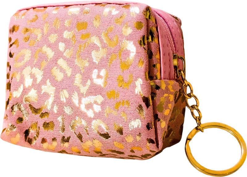 BOLSAVIRA Mini Keychain Coin Pouch with Metallic Leopard Print and Plush Fur Variants Coin Purse