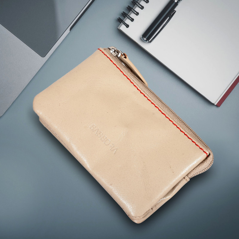 Sassora Genuine Leather Women Coin Pouch With Key Chain Coin Purse
