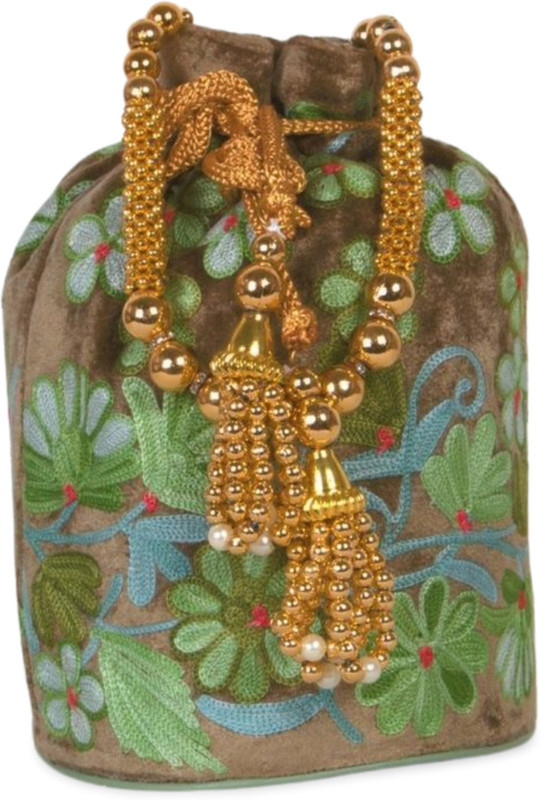 weaving mystery Pack of 1 "Beaded Bliss: Hand-Embroidered Potli Bags" Potli