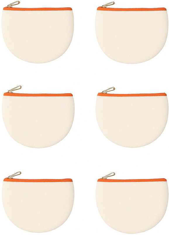 Vantagekart Beige Canvas Half Coin Pouch with beige zipper Coin Purse(Pack of 6)