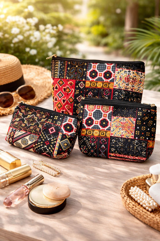 heboo Cosmetic Pouch Combo (Set of 2) | Travel Makeup Bag For Women Cosmetic Bag(Pack of 2)