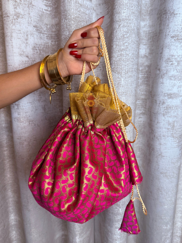 Shagun Shakti Pink potli bags | Brocade Premium potlis for womens| bridal polts Potli