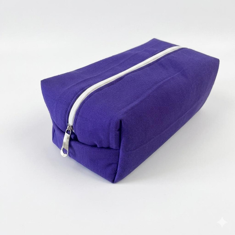 Maayastudio14 Dark Purple Cotton Canvas Aesthetic Makeup Pouch-Multipurpose Travel Organizer Cosmetic Bag