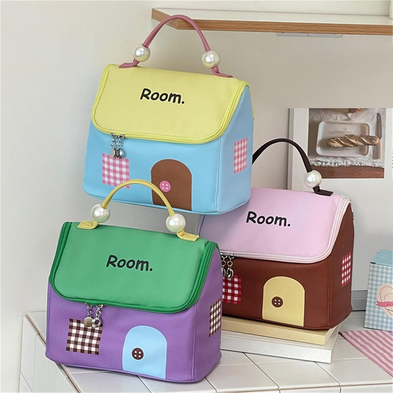 SHIVANI CORP Travel Makeup Bag,Large Capacity Cosmetic Bag,Multi Storage,House Shape Cosmetic Cosmetic Bag