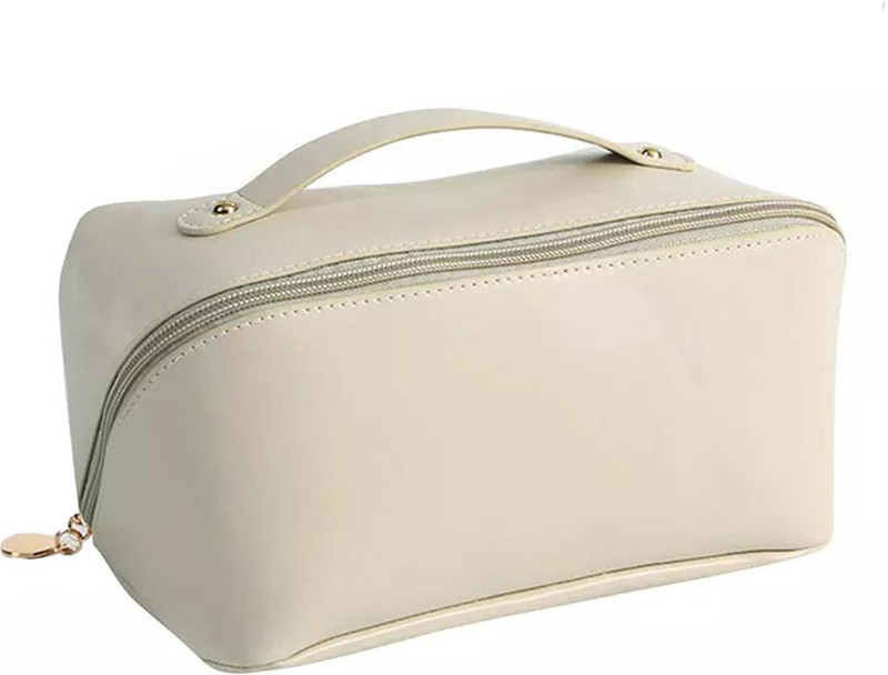 Pinkmpire Waterproof Portable Large-Capacity PU Leather Canvas Cosmetic Makeup Bag Pouch Cosmetic Bag