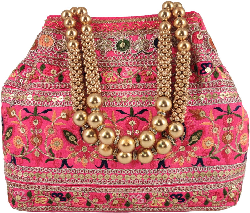 vcreate Women Premium Hand Work Bag for wedding | HandBag Peach Wristlet