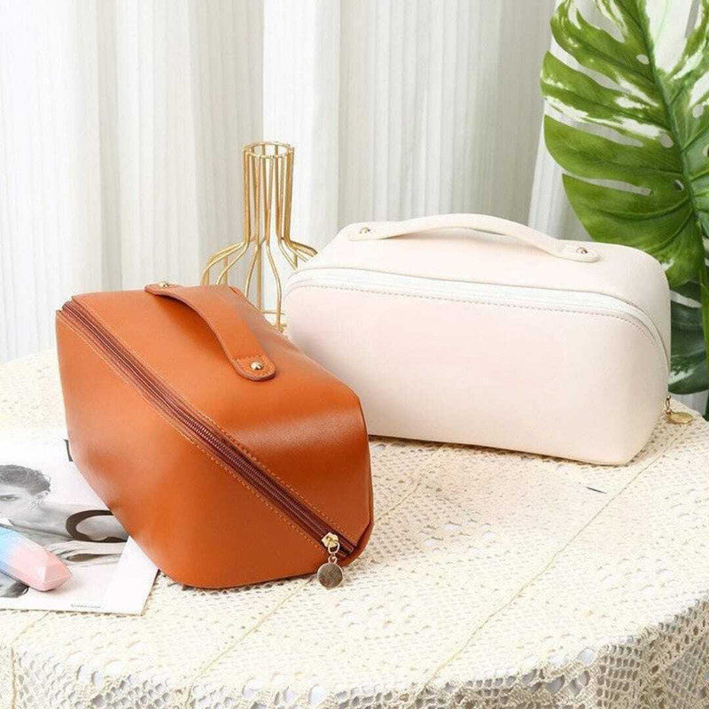 LOVHIDE Pack Of 2 Premium PU Leather Toiletry & Cosmetic Organizer Bag Cosmetic Bag