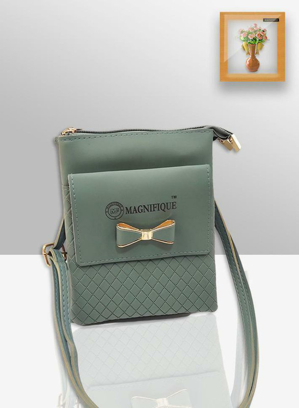 magnifique Trendy Mobile Sling Bag for Girls - PU / Green Mobile Pouch