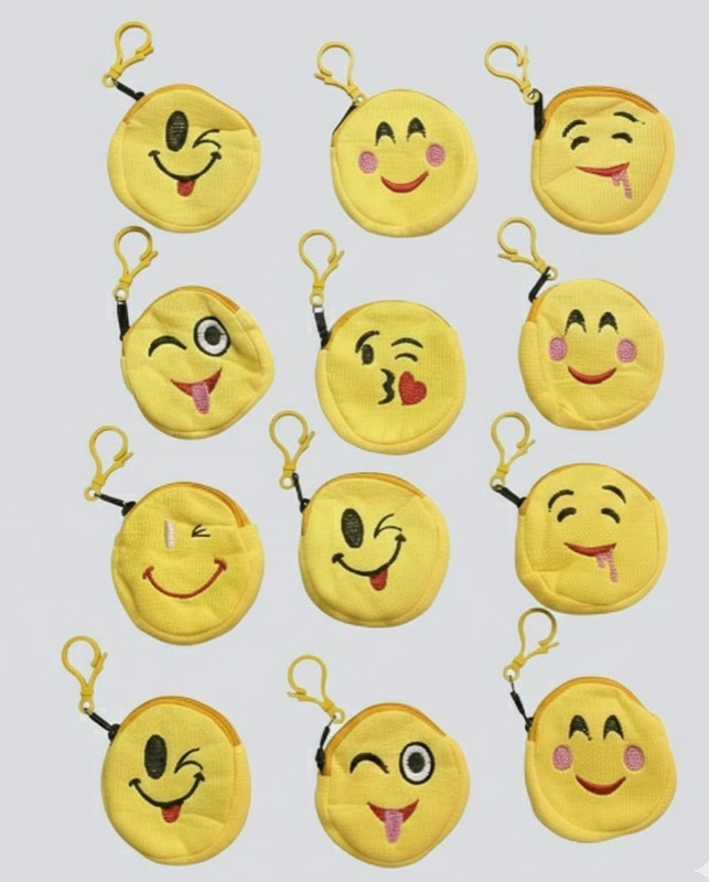 We Four Stars Emoji Coin Pouch with Keychain | Soft Mini Zipper Pouch for Coins, Pack of 12 Coin Purse(Pack of 12)